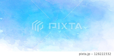 夏をイメージした爽やかな水彩背景　背景イラスト　テクスチャ素材　webバナー 128222332