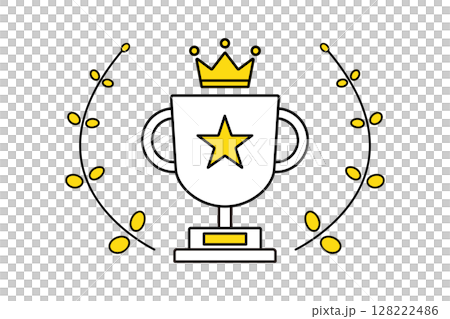 被桂冠環繞的獎盃插圖 被桂冠環繞的獎盃插圖 128222486