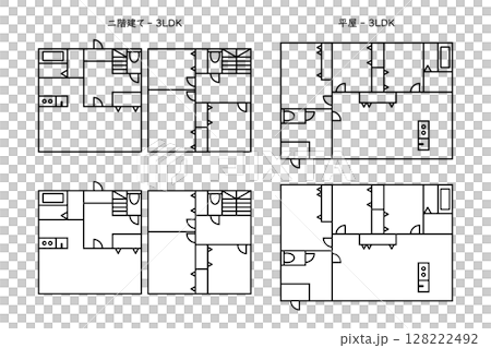 兩層住宅和單層3LDK住宅佈局圖示集 128222492