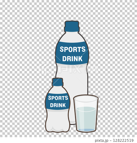 塑膠瓶和杯子邊框中的運動飲料插圖 128222519