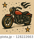 アメリカントラッド風バイクのタトゥーフラッシュイラスト 128222663
