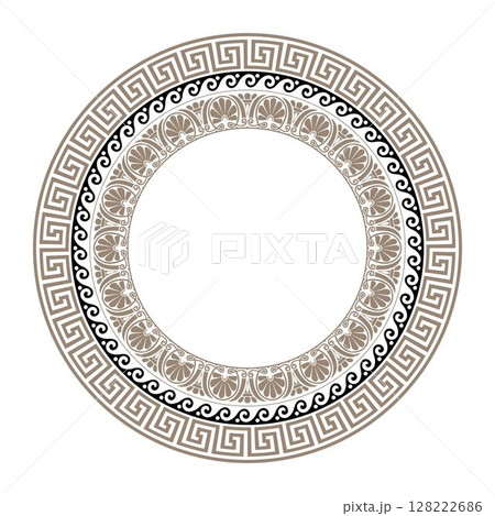Golden black Greek vector round pattern. Greek key meanders. Geometric circle ornament. Patterns of Greece and ancient Rome. Greek vector pattern. Typical egyptian, assyrian and greek motives Golden black Greek vector round pattern. Greek key meanders. Geometric circle ornament. Patterns of Greece and ancient Rome. Greek vector pattern. Typical egyptian, assyrian and greek motives 128222686