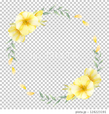 月見草花的圓形花環 128223191