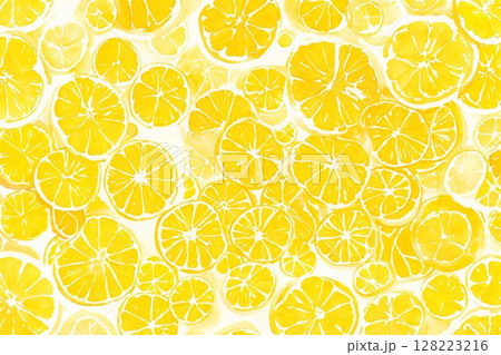 レモンスライス水彩風敷き詰めデザイン レモンスライス水彩風敷き詰めデザイン 128223216