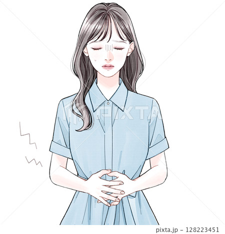 20代女性(清楚系)_腹痛 128223451