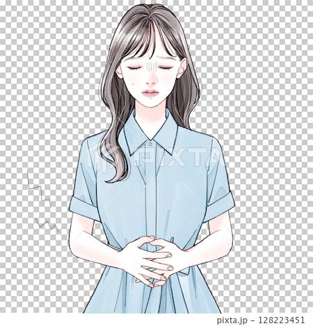 20代女性(清楚系)_腹痛 128223451