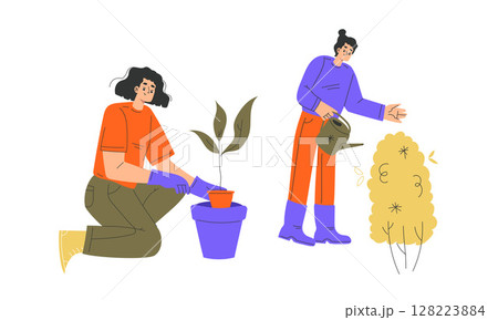 Gardening Enthusiasts Passionately Cultivating Plants Together in Their Local Community 128223884