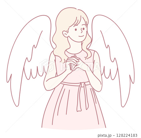 A whimsical and enchanting angelic girl gracefully adorned with beautiful wings 128224183