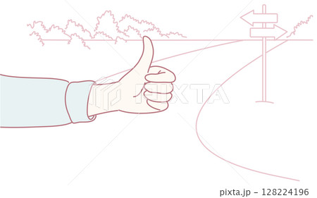 Hitchhiking Adventure Choosing the Right Path Forward Towards Exciting New Destinations 128224196