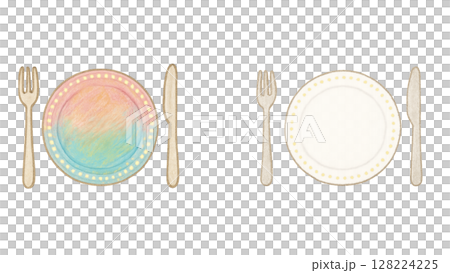 Simple tableware illustration (crayon) 128224225