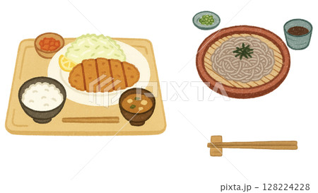 いろいろな和食イラストセット(クレヨン) 128224228