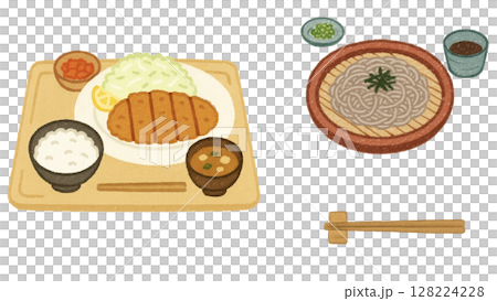 いろいろな和食イラストセット(クレヨン) 128224228