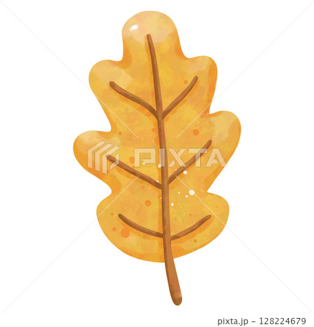 Hello Autumn Watercolor Clipart Set with Leaves, Pumpkin, Coffee, and Scarf 128224679