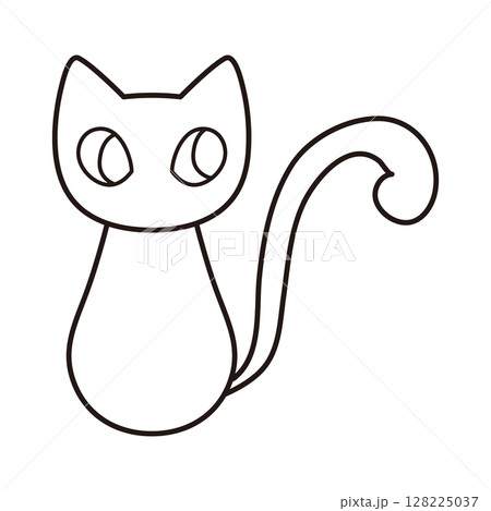 正面を向いて立っている黒猫のイラスト 128225037