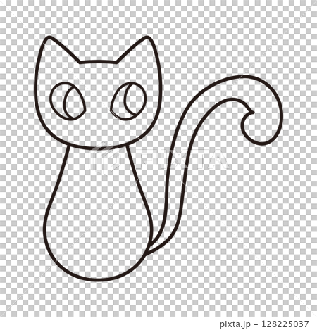 正面を向いて立っている黒猫のイラスト 128225037