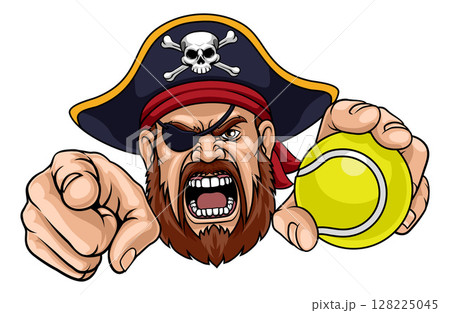 Pirate Tennis Ball Sports Team Mascot Man Pirate Tennis Ball Sports Team Mascot Man 128225045