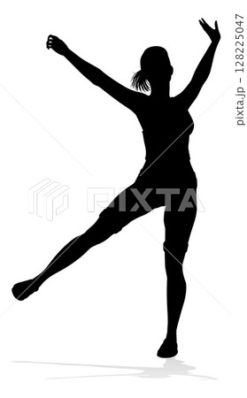 Happy Woman Jumping For Joy Silhouette Person 128225047