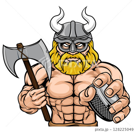 Viking Man Ice Hockey Sports Team Mascot 128225049
