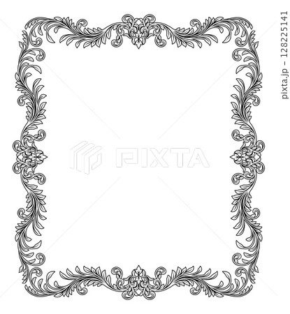 Filigree Heraldic Crest Motif Floral Pattern Frame 128225141
