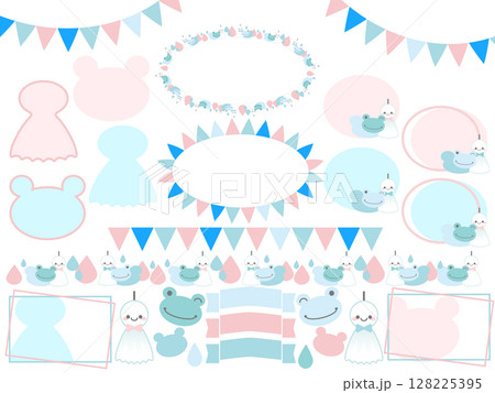 梅雨のあしらいフレームと飾りセット 128225395