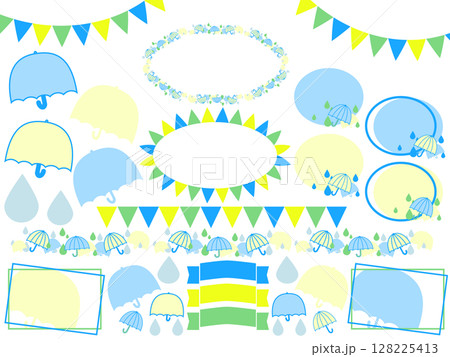 梅雨のあしらいフレームと飾りセット 128225413