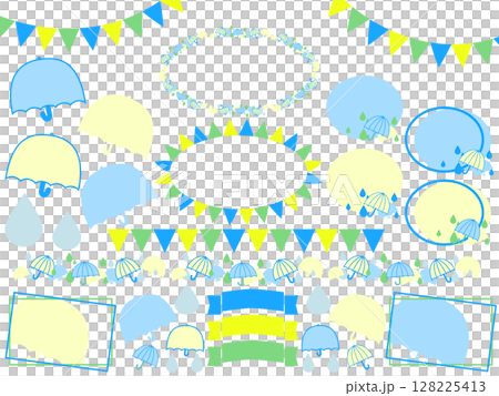 梅雨のあしらいフレームと飾りセット 128225413