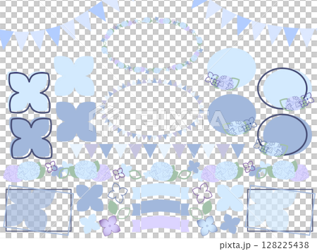 紫陽花のあしらいフレームと飾りセット 128225438