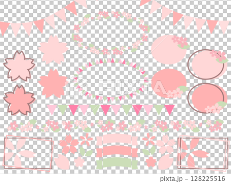 桜のあしらいフレームと飾りセット 128225516