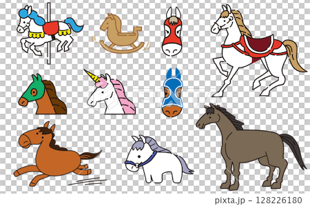 Set of various horse vector illustrations 128226180