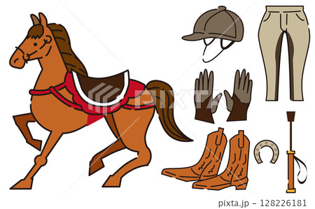 乗馬の道具ベクターイラスト素材セット 乗馬の道具ベクターイラスト素材セット 128226181