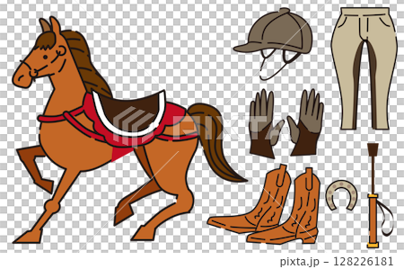 乗馬の道具ベクターイラスト素材セット 乗馬の道具ベクターイラスト素材セット 128226181