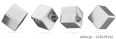 3d set of silver metal cube in different angles. Chrome y2k abstract block shape, glossy gray square box of steel, platinum or aluminum with light and shadow, isolated render icons. 3D illustration 3d set of silver metal cube in different angles. Chrome y2k abstract block shape, glossy gray square box of steel, platinum or aluminum with light and shadow, isolated render icons. 3D illustration 128226182