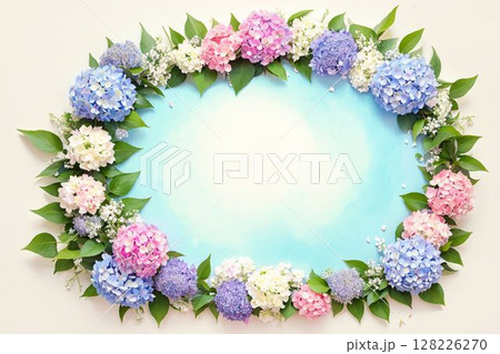 紫陽花の花で彩る初夏のフレーム背景 128226270