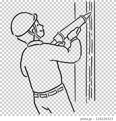 工人使用密封劑_線條圖 工人使用密封劑_線條圖 128226323