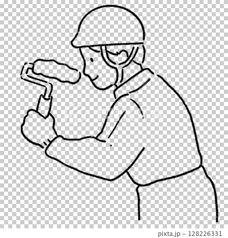 Worker with roller_line drawing Worker with roller_line drawing 128226331