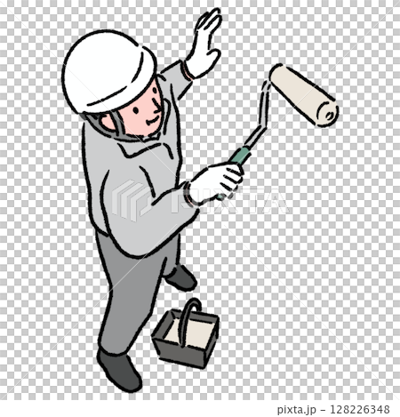 Worker using a roller_Color 128226348