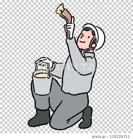 Worker applying paint with a brush_Color Worker applying paint with a brush_Color 128226351