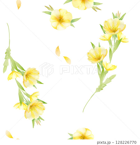 水彩画の月見草のシームレスパータン 128226770