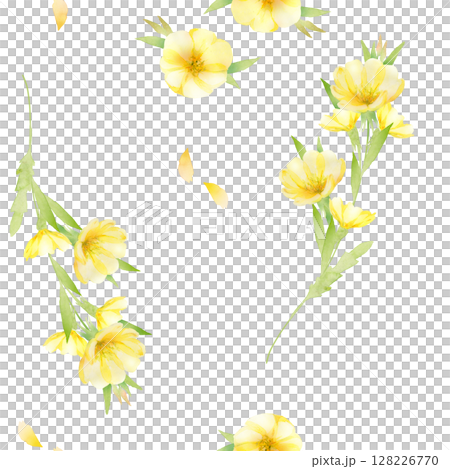 水彩画の月見草のシームレスパータン 128226770