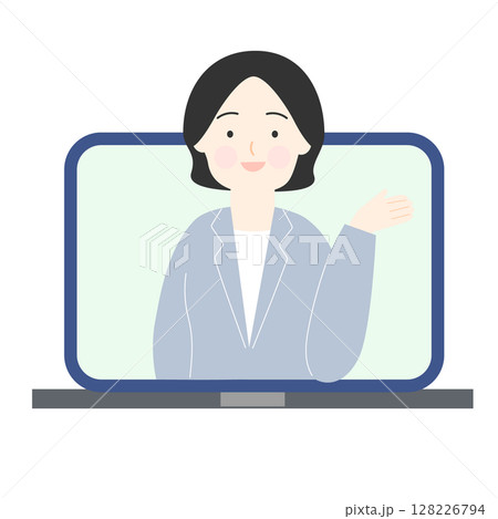 オンラインで説明するスーツを着た女性 オンラインで説明するスーツを着た女性 128226794