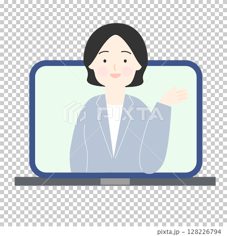オンラインで説明するスーツを着た女性 オンラインで説明するスーツを着た女性 128226794