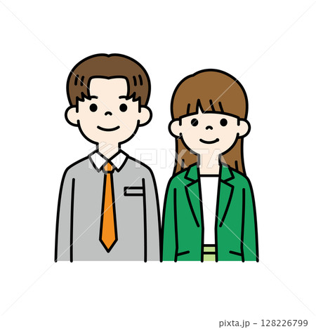 若い男女のビジネスパーソンの上半身イラスト素材セット_ベクター_カラー 若い男女のビジネスパーソンの上半身イラスト素材セット_ベクター_カラー 128226799