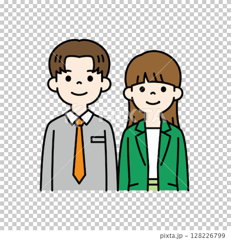 一組年輕男性和女性商務人士的上半身插圖_vector_color 128226799