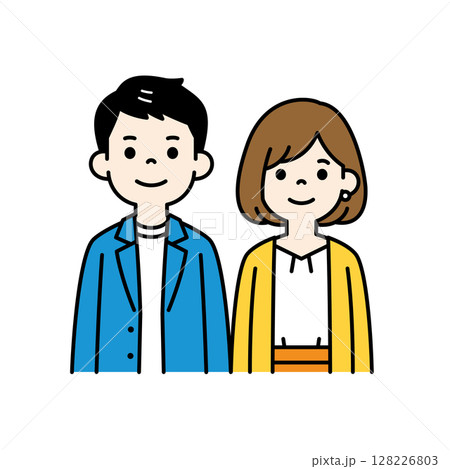 20代・30代の男女のシンプルな上半身イラスト素材セット＿ベクター＿カラー 128226803