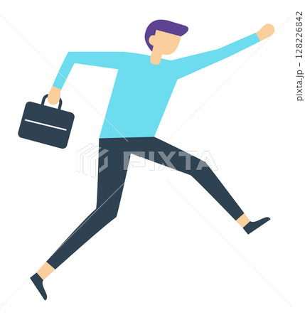 Energetic businessman running with a briefcase, embodying the relentless pursuit of goals and career advancement, while showcasing motivation and ambition in the competitive business landscape 128226842