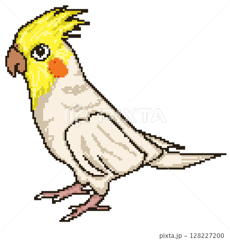 オカメインコのピクセルアート｜可愛いドット絵風イラスト 128227200
