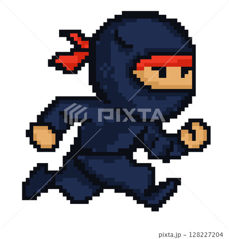 ドット絵の走る忍者|ゲーム風ピクセルキャラクター素材 ドット絵の走る忍者|ゲーム風ピクセルキャラクター素材 128227204