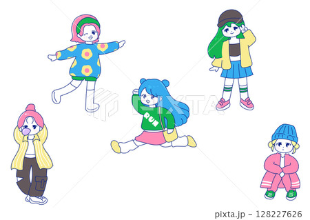 個性あふれるZ世代風のポップな女の子たち 128227626