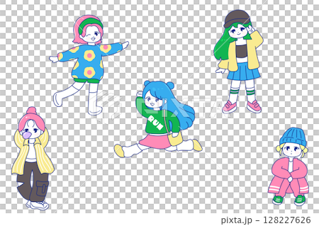 個性あふれるZ世代風のポップな女の子たち 128227626