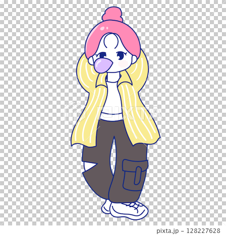 具有男孩氣休閒風格的 Z 世代女孩 具有男孩氣休閒風格的 Z 世代女孩 128227628